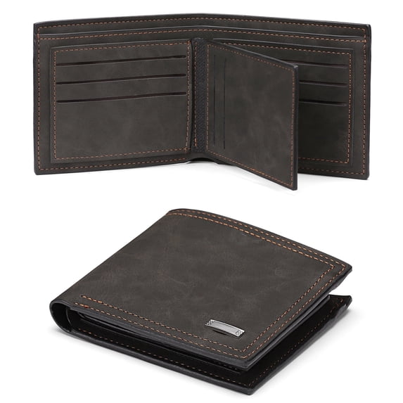 LOUEBICA Mens Wallet Leather RFID Blocking Large Capacity Trifold Wallet for Men with 10 Card Holders