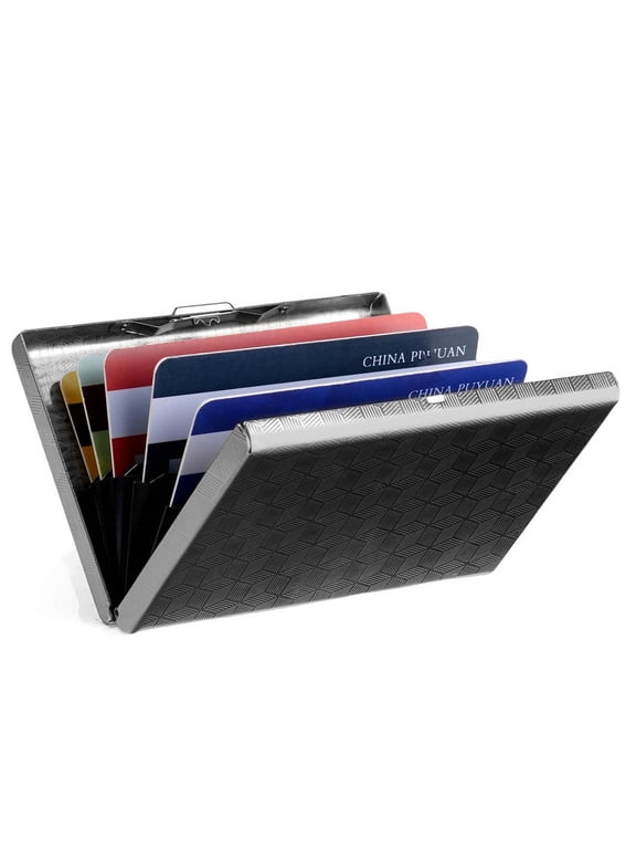 Slim Credit Card Holder RFID Blocking Credit Card Stainless Steel Metal Wallet Business Card Cases with 6 Slots Men for Women