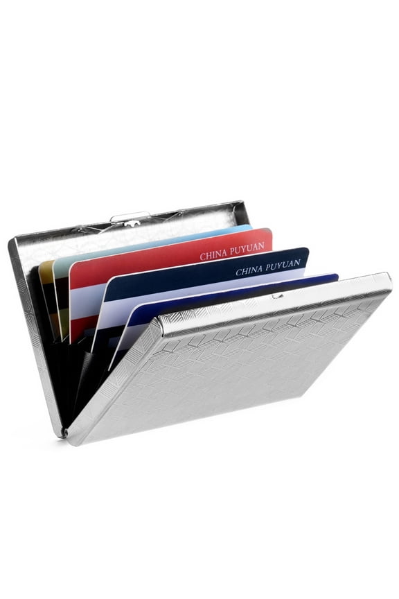 Slim Credit Card Holder RFID Blocking Credit Card Stainless Steel Metal Wallet Business Card Cases with 6 Slots Men for Women