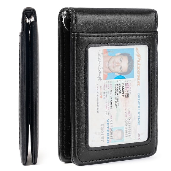 LOUEBICA Slim Men's Wallet with Money Clip RFID Blocking Card Holder Bifold Card Holder Wallet