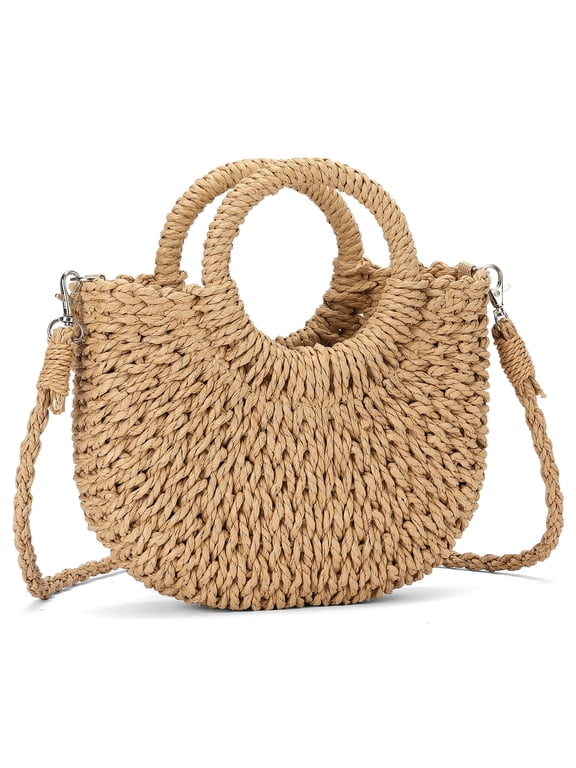 Small Straw Crossbody Bag for Women Woven Summer Shoulder Phone Purse Beach Handbag for Vacation