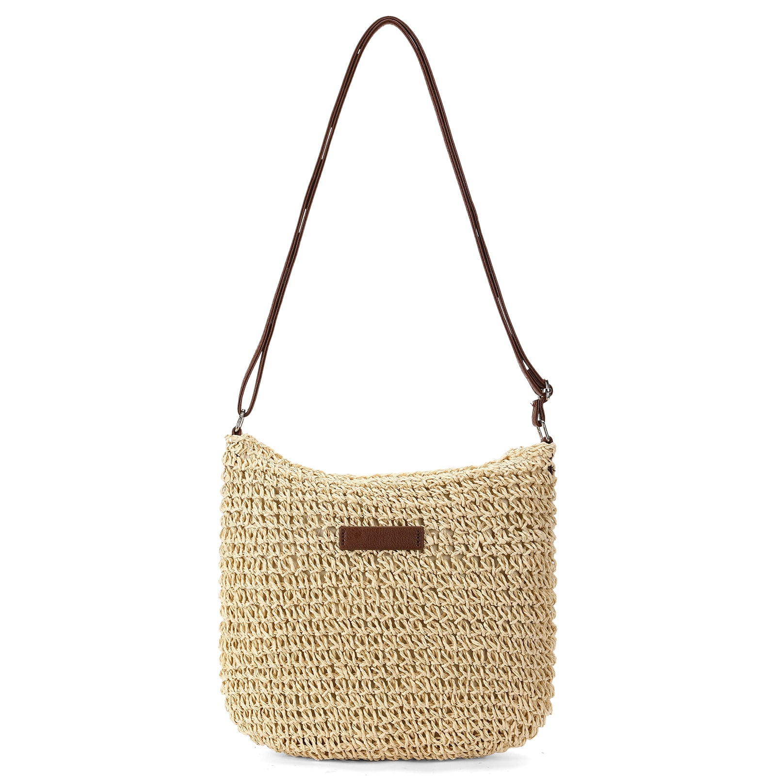 LOUEBICA Straw Beach Bag for Women Small Woven Crossbody Bag Summer Mesh Hollow Beachy Purse Shoulder Bag for Vacation