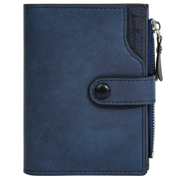 LOUEBICA Wallet for Men Large Capacity Leather RFID Blocking Trifold Wallet with 2 ID Windows and 15 Card Holders