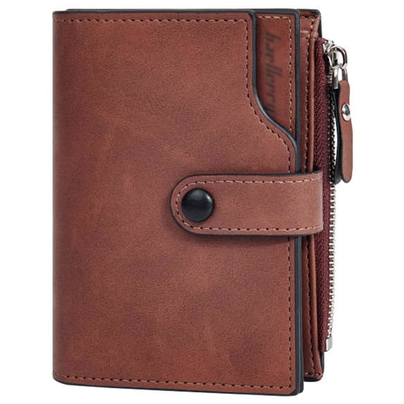 LOUEBICA Wallet for Men Large Capacity Leather RFID Blocking Trifold Wallet with 2 ID Windows and 15 Card Holders