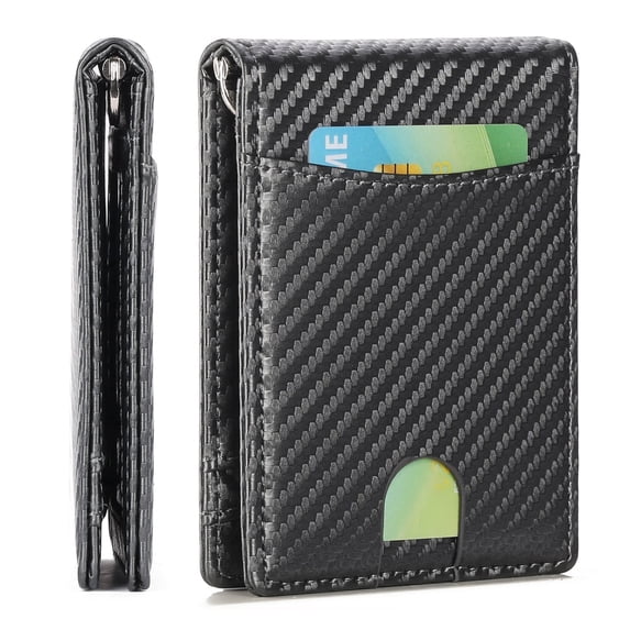 LOUEBICA Wallet for Men Leather Slim Bifold Card Holder RFID Blocking Minimalist Front Pockets Wallet with Money Clip