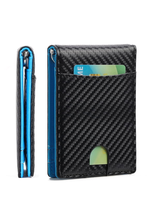 Wallet for Men Leather Slim Bifold Card Holder RFID Blocking Minimalist Front Pockets Wallet with Money Clip