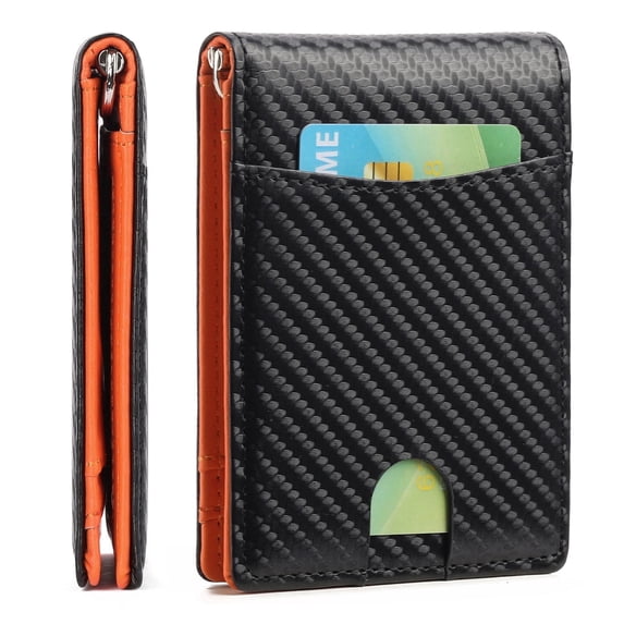 LOUEBICA Wallet for Men Leather Slim Bifold Card Holder RFID Blocking Minimalist Front Pockets Wallet with Money Clip