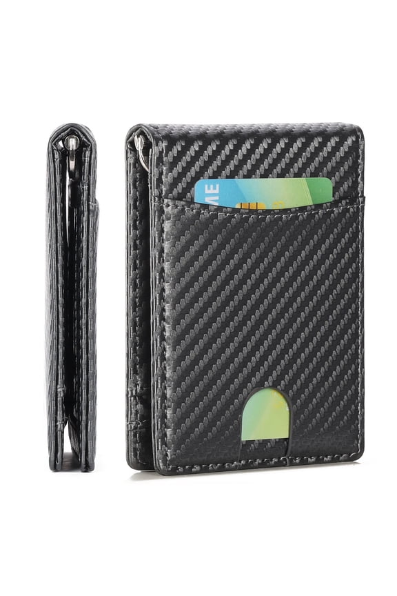 Wallet for Men Leather Slim Bifold Card Holder RFID Blocking Minimalist Front Pockets Wallet with Money Clip