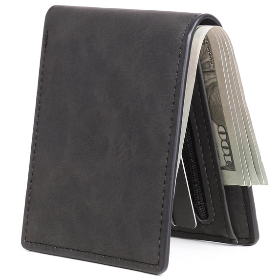 LOUEBICA Wallet for Men minimalist Leather Mens Bifold Wallets Credit Card Holder with 6 Card Slots