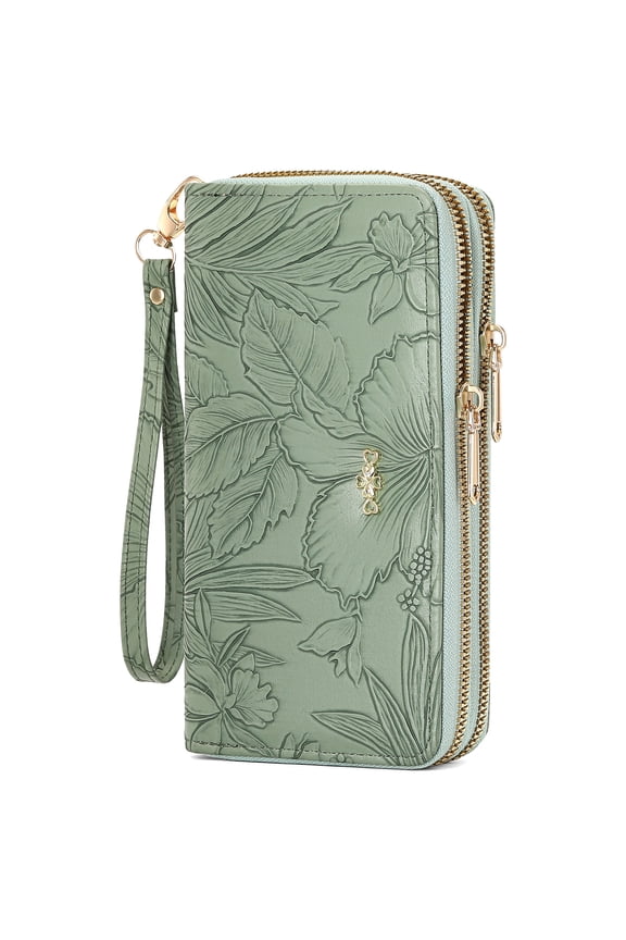 Wallet for Women Clutch Double Zip Around Credit Card Holder Leather Women's Wallet Large Capacity