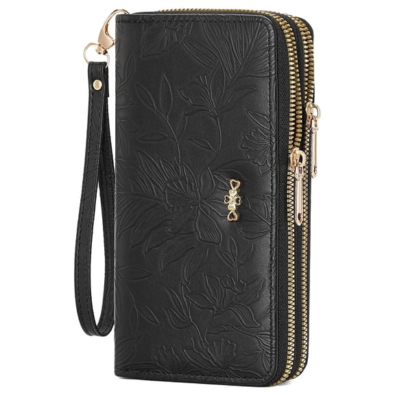 LOUEBICA Wallet for Women Clutch Double Zip Around Credit Card Holder Leather Women's Wallet Large Capacity