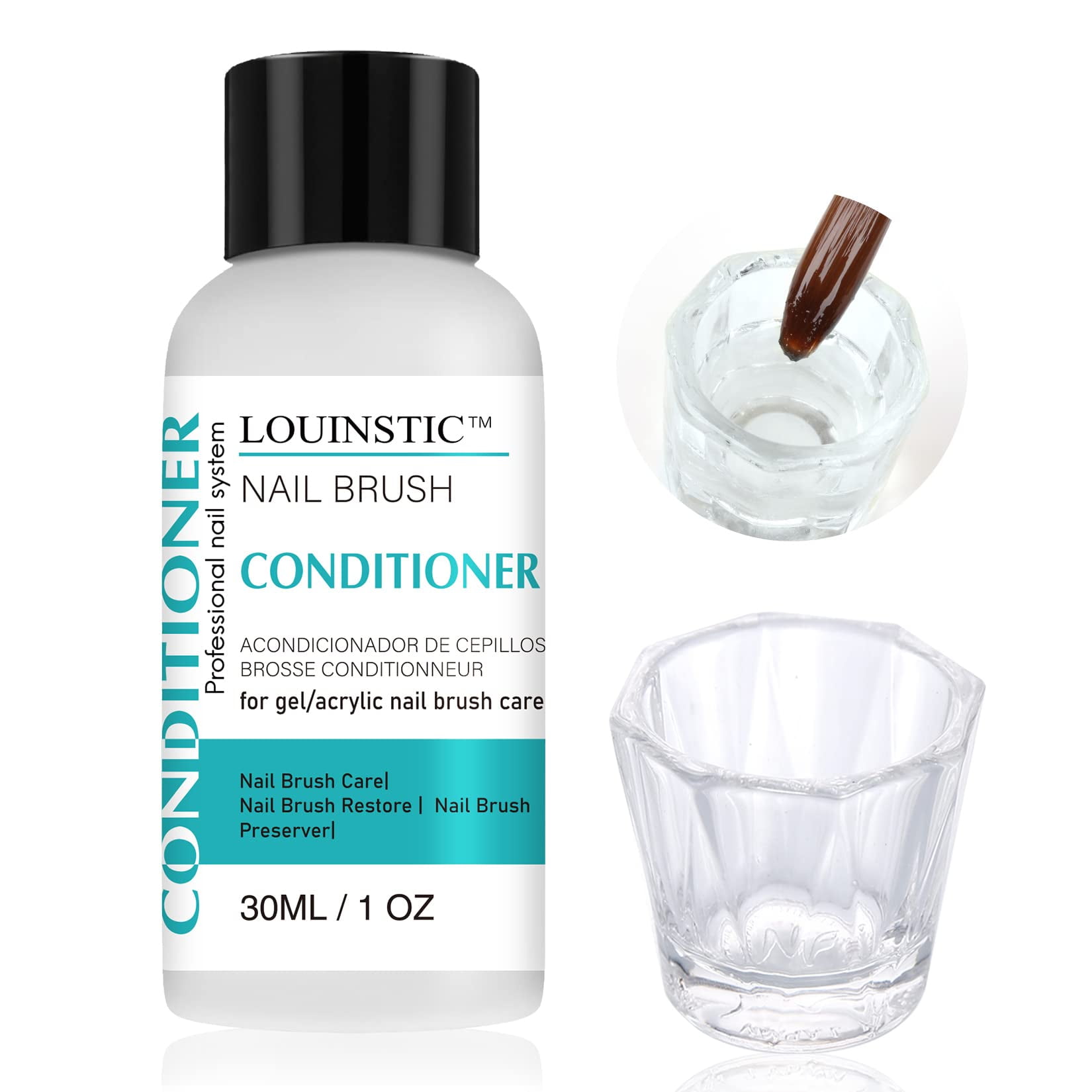 LOUINSTIC Nagelpinsel Conditioner – Reiniger & Pflegemittel Für Acryl- Und Gel-Nagelbürsten – Verlängert Die Lebensdauer