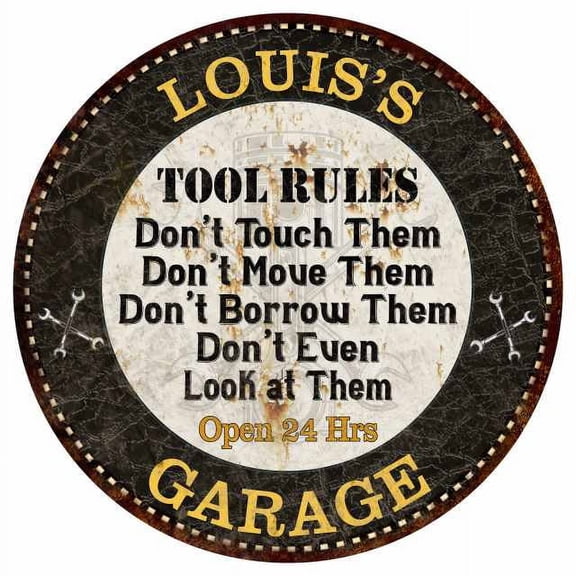 LOUIS'S Garage Rules 12" Round Metal Sign Garage Bar Wall Dcor 200120013201