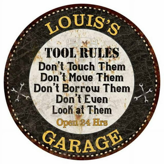 LOUIS'S Garage Rules 12" Round Metal Sign Garage Bar Wall Décor 200120013201