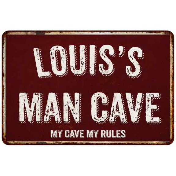 LOUIS'S Man Cave Red Grunge Gift Sign Metal 12x18 Decor 208120003201