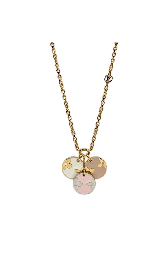 Pre-Owned LOUIS VUITTON Louis Vuitton Collier Miss LV Monogram Flower Logo Necklace Pendant...