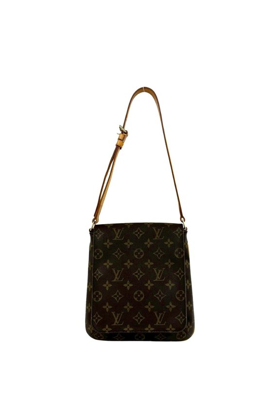 Pre-Owned LOUIS VUITTON Musette Salsa Monogram Leather Logo Pattern Shoulder Bag Brown 05592