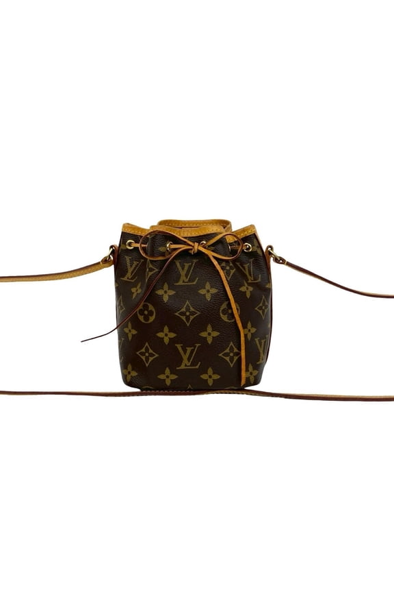 Pre-Owned LOUIS VUITTON Nano No Monogram Logo Pattern Leather Mini Shoulder Bag Pouch Brown...