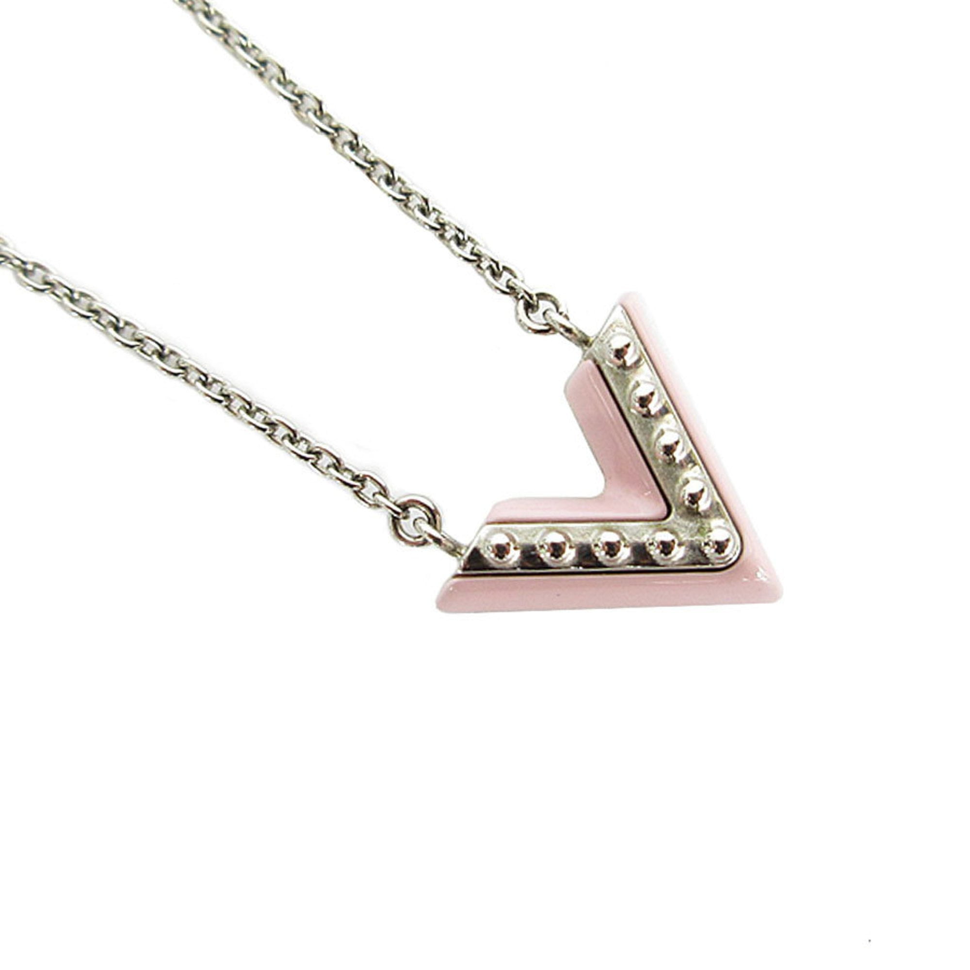 Pre-Owned LOUIS VUITTON Necklace Essential V Metal Silver Pre-Owned LOUIS VUITTON Necklace Essential V Metal Silver