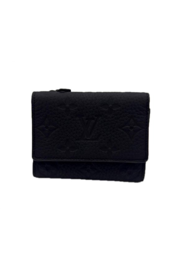 Pre-Owned LOUIS VUITTON Taurillon Portefeuille Pilot M82556 Tri-fold Wallet Black Leather Men's