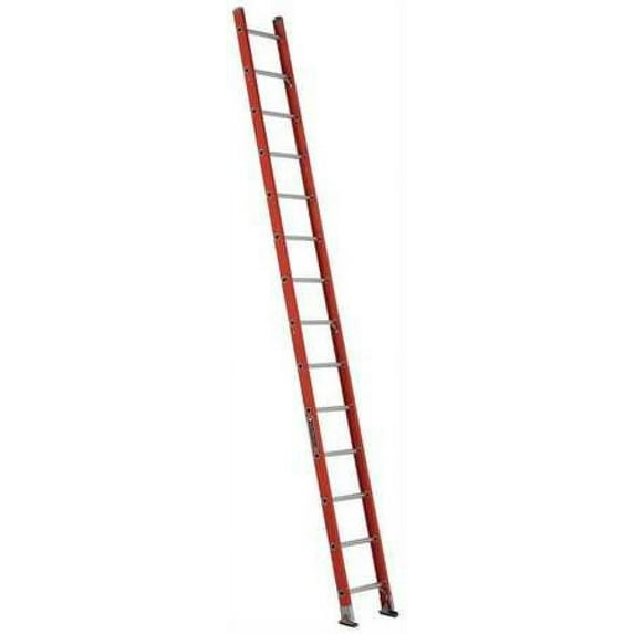 Louisville Fiberglass Straight Ladder, 14 ft. Ladder Height, 17" Overall Width, 300 lb. Load Capacity - FE3114