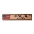 thumbnail image 1 of LOUISVILLE KY UNITED STATES Vintage Plastic Street Sign American flag city country gift | Indoor/Outdoor | 18" Wide, 1 of 4