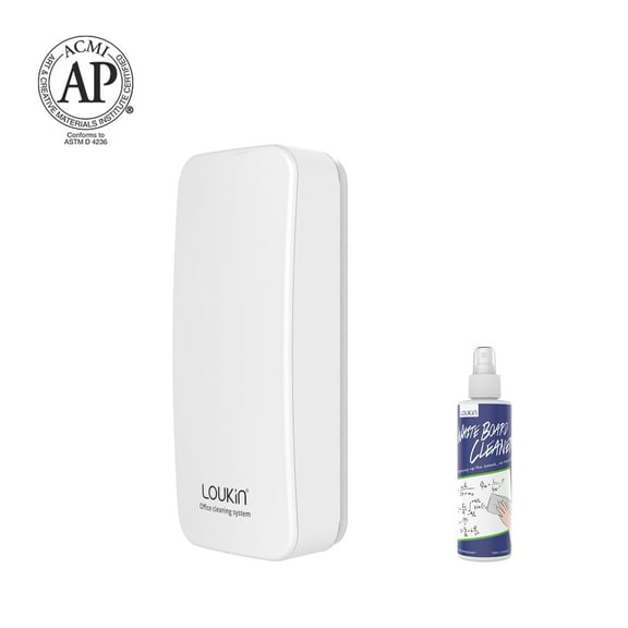 LOUKIN Magnetic Dry Erase Eraser, Whiteboard Eraser(White), Free 3.4 oz Whiteboard Cleaner Included