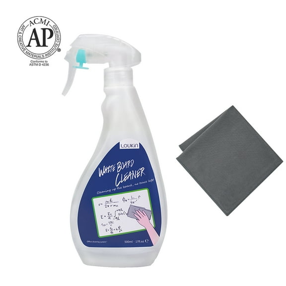 LOUKIN Non-Toxic Whiteboard Cleaner, 17oz Dry Erase Board Cleaner, Low-Odor Whiteboard Cleaning Spray with Cloth