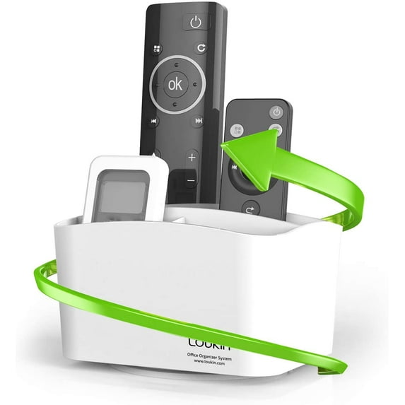 LOUKIN Remote Control Holder with 5 Compartments, Stationery Organizer (White)