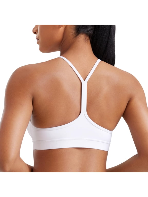 Women's Sports Bras Y Back Padded Racerback Low Impact Spaghetti Thin Strap Workout Yoga Top