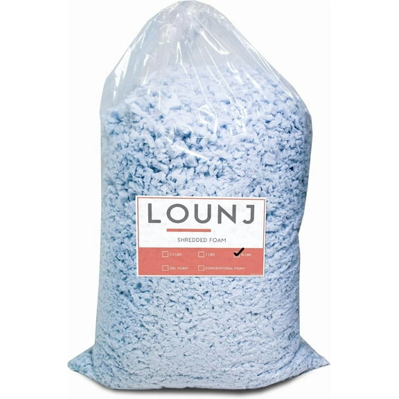 LOUNJ 10lbs Bean Bag Filler, Pillow Stuffing for Couch Pillows, Dog Bed, Chair Filling, Shredded Gel Memory Foam Polyfill Stuffing