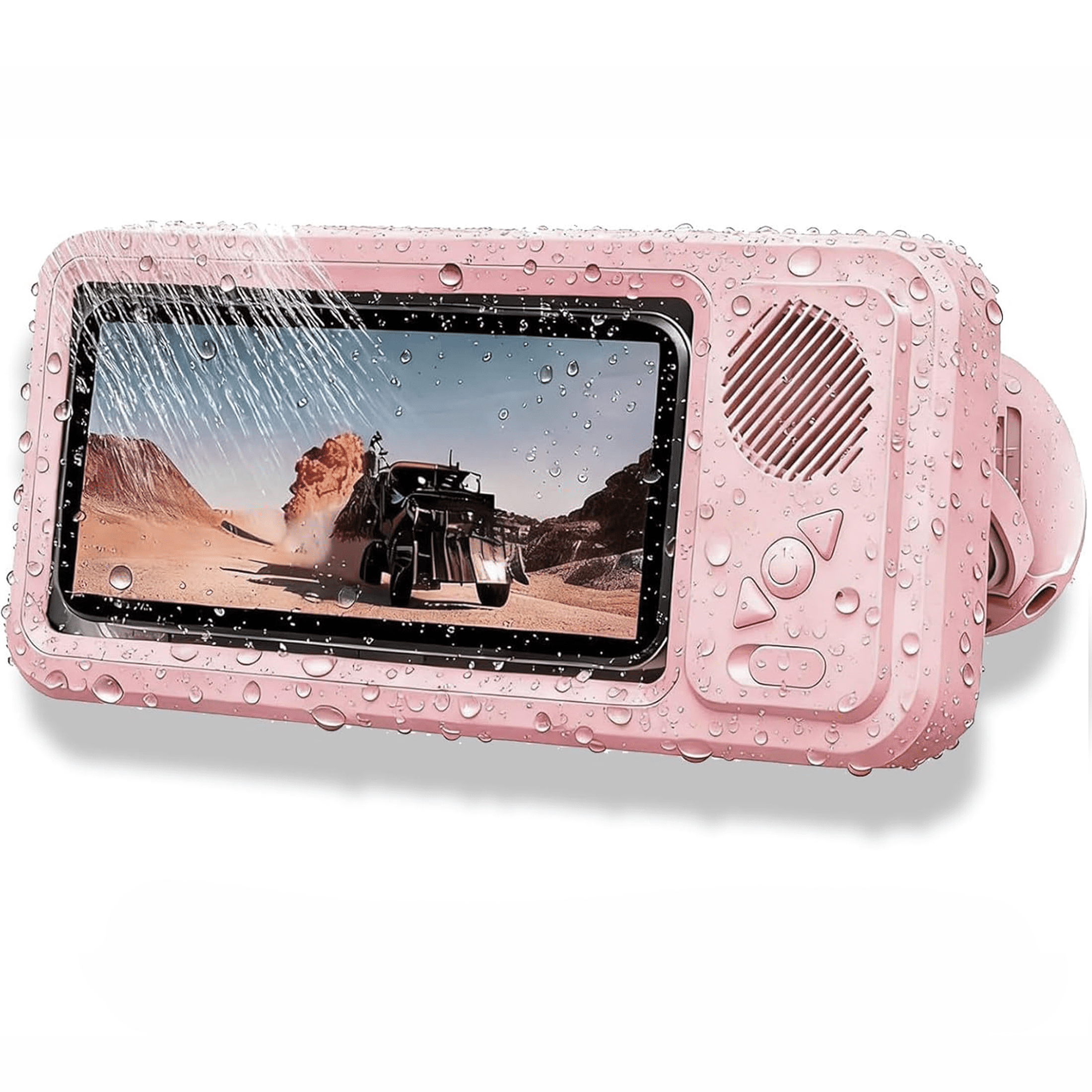 LOUQIBINE Shower Phone Holder with Bluetooth Speaker, 100% Waterproof and Fog-Proof Design, 360° Rotation Mount for Bathroom Use, Compatible with Phones Under 9 Inches