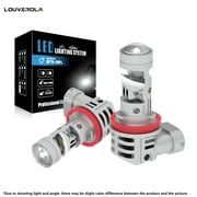 LOUVEROLA 2 Pack H11 LED Mini Projector Lens Headlight Bulbs, New Generation 80W 16000 Lumen Super Brighter Led Lights with Fan, Halogen Replacement, 6500K White, Head Light Fog Light, Plug and Play