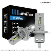 LOUVEROLA 2 Pack H4 LED Headlight Bulbs, New Generation 100W 16000 Lumen 600% Super Brighter Led Lights with 12000 RMP Fan, Halogen Replacement Low Beam, 6500K Cool White, Plug and Play
