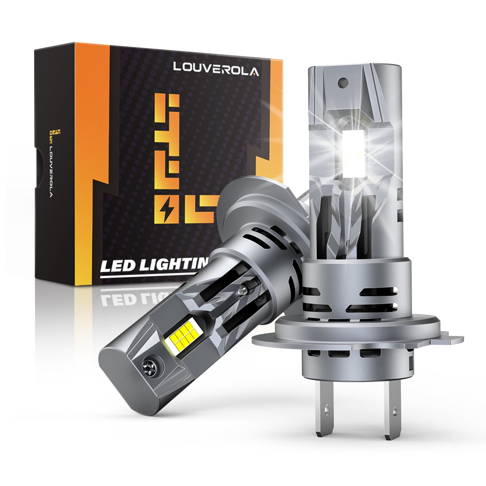 LOUVEROLA 2 Pack H7 LED Headlight Bulbs, 18000 Lumen 600 Super Brighter H18 H7 7035 Led Lights
