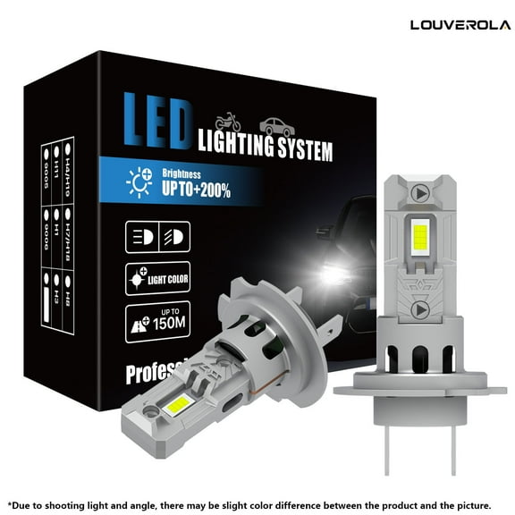 LOUVEROLA 2 Pack H7 LED Headlight Bulbs, New Generation 100W 16000 Lumen 600% Super Brighter Led Lights with 12000 RMP Fan, Halogen Replace Low Beam, 6500K White, Head Light Fog Light, Plug and Play