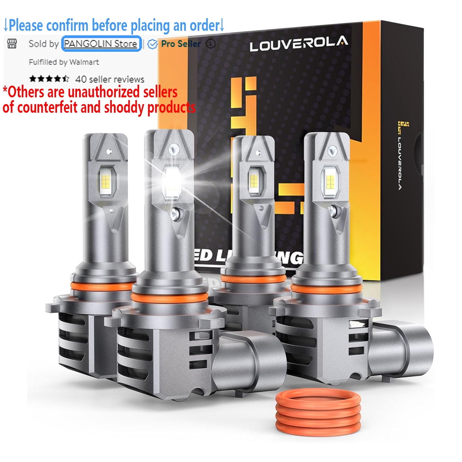 LOUVEROLA 9005 9006 LED Headlight Bulbs Set, 9005/HB3 9006/HB4 600% Brighter LED Fog Lights, 160W 6500K Cool White Halogen Replacement with Fan, Plug and Play, Pack of 4