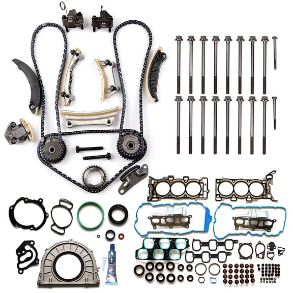 LOUVEROLA GM3.6L overhaul parts (timing kit + cylinder repair kit + cylinder head bolt + crankshaft rear oil seal) for 2007-2008 GMC Acadia 3.6L 12637479