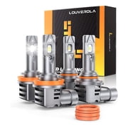 LOUVEROLA H11 9005 LED Headlight Bulbs Set, 11 Size H11/H9/H8 9005/HB3 600% Brighter LED Fog Lights, 6500K Cool White Halogen Replacement, 50000Hrs Lifespan, Plug and Play, Pack of 4