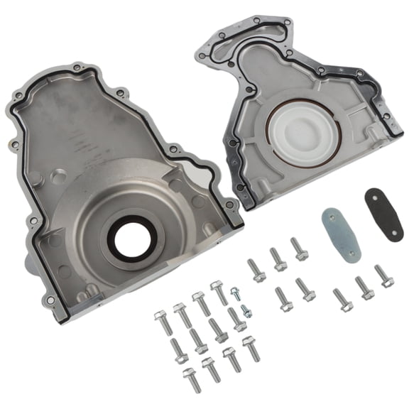LOUVEROLA Rear Main Seal Kit + Non-VVT Front Engine Timing Cover for GM LS2 LS3 Gen IV LSX