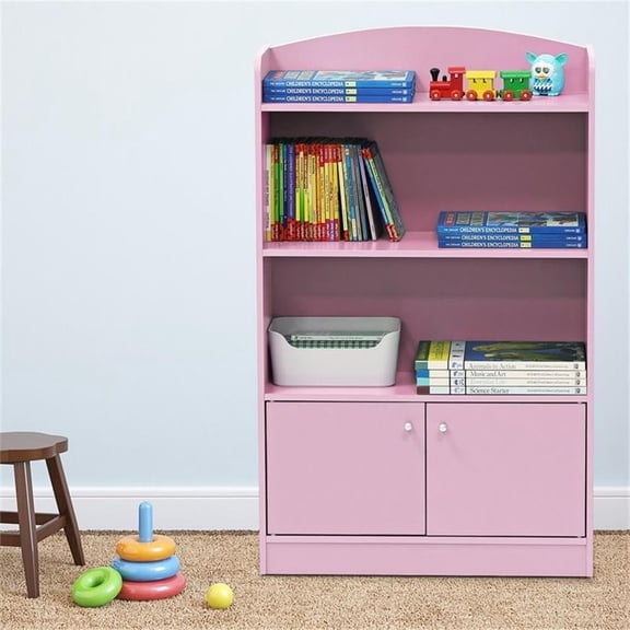LOVA Book Shelf with Storage Cabinet, Pink 2-Shelf Unit for Home Office and Bedroom