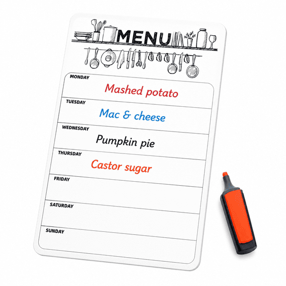 LOVARIA 2026 New Menu Board Weekly Planner, Magnetic Memorandum Meal Planner Shopping List, A4 to Do List, Menu White Board for Refrigerator, Reusable Dry Wipe Calendar, Ideal for Notes