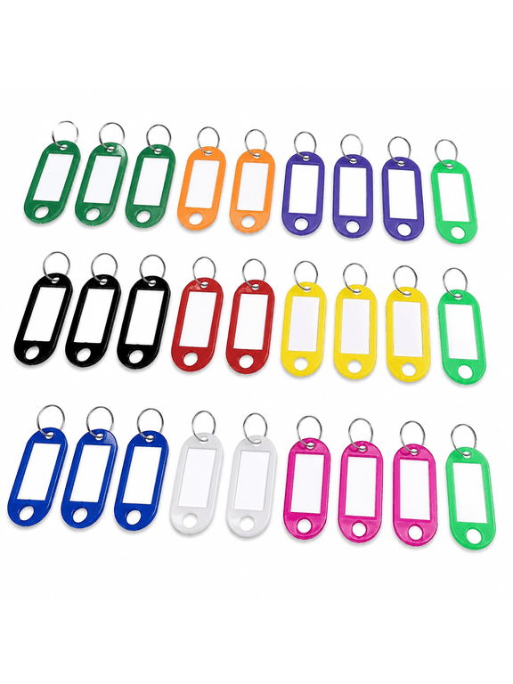 30 PCS Key Tags, Key Fobs Labels Key Rings Name Tags Key Label Tags with Split Ring Key Tags Paper Plastic Key Tags with Labels Heavy Duty for Luggage Pet ID Name Office Key Labels 10 Colors