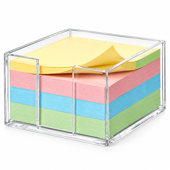 LOVARIA 3X3 Inch Sticky Note Holder Post It Note Holder No Slip Base and Shatterproof Acrylic for One-Handed Operation,Perfect for Office Supplies,Home Fridge Memo,Or Reception Desk