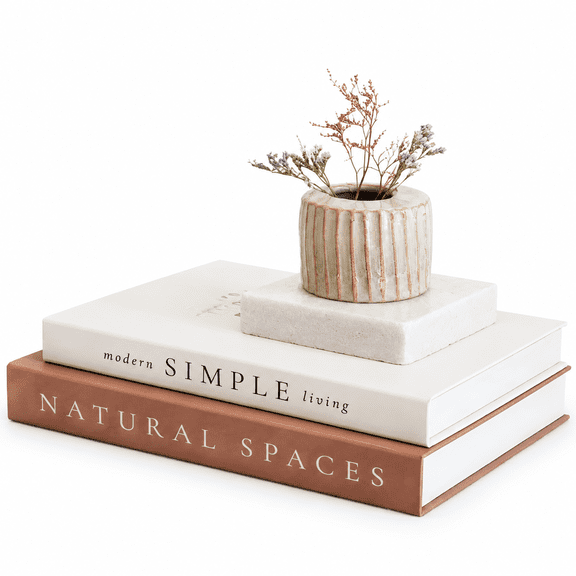 LOVARIA Beautiful Decorative Books-Set of 2 Boxes Enhance Your Coffee Table,Bookshelf Or Mantel Shelf Decor-Aesthetic Fake/Faux Books for Modern Home Decoratio and As a Keepsake Box