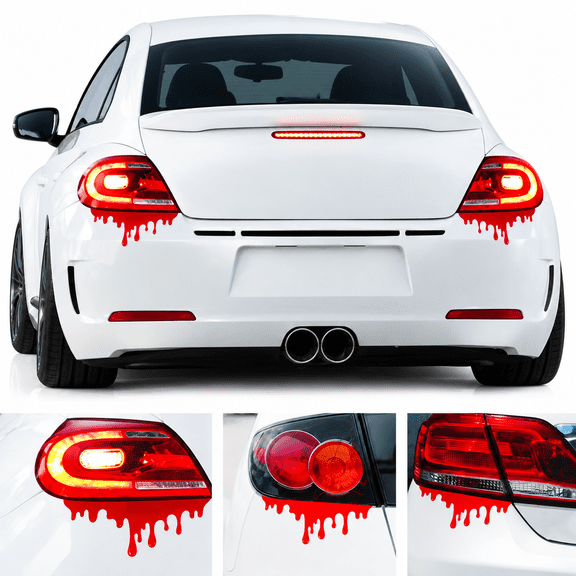 LOVARIA Halloween Spooky Car Stickers, Reflective Headlight Taillight Car Decals, Scratch Cover Wicked Halloween Decor for Your Car