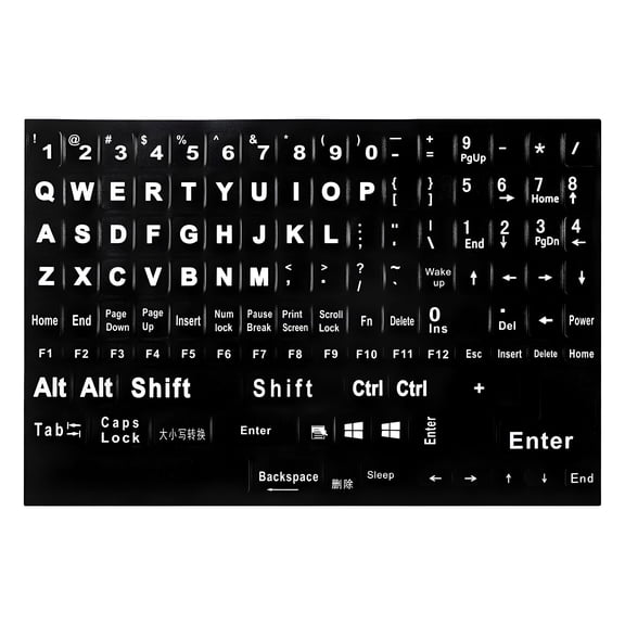 LOVARIA Keyboard Stickers,English Keyboard Replacement Sticker with Black Background And White Big Lettering for Computer Notebook Laptop Desktop Keyboards,Matte Alphabet Sticker