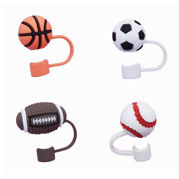 LOVARIA Straw Toppers,Creative Football and Basketball Straw Covers,Protective Silicone Straw Covers,Reusable Fun Straw Caps