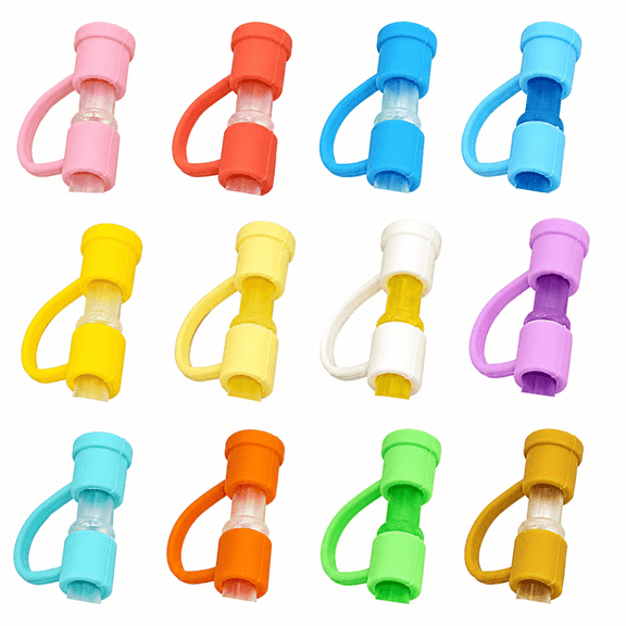 LOVARIA Straw Toppers,Fun Stylish Straw Covers,Candy-Colored Silicone Straw Covers,Eco-Friendly Straw Caps for 7-8mm Straws