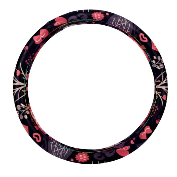 LOVE 14.5 Inch Printing PVC Leather Car Wheel Cover Steering Wheel Cover Auto Accessories